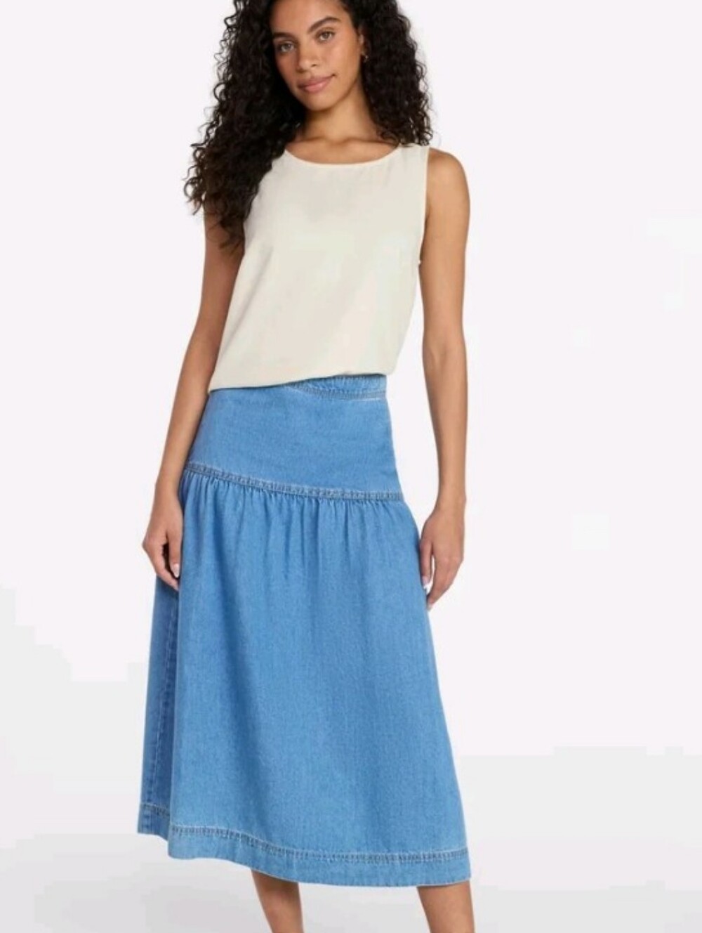 Time And Tru Drapey Denim Skirt Sz 12
